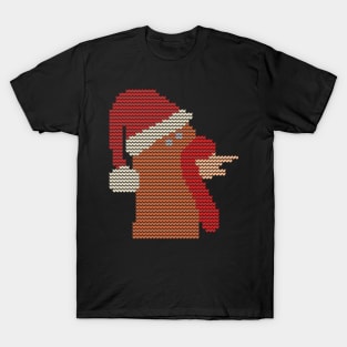 Ugly Christmas Sweater Knitted Thanksgiving Turkey Christmas Santa Hat T-Shirt